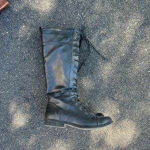 Black Tie Up Boots